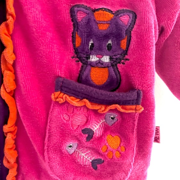 Amazing Sherpa Plush Velour Cat Zip Up Hoodie Jacket, Danish Brand, Baby Girl - Picture 6 of 15